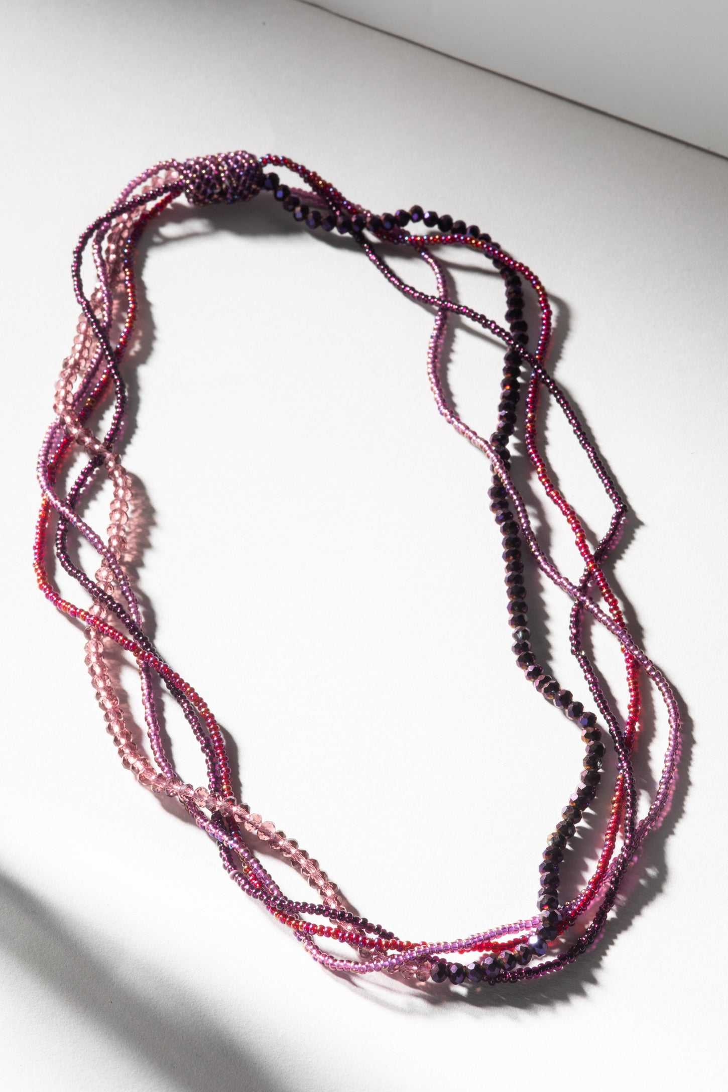 Pearls selling red purple gunmetal multi strand beaded necklace