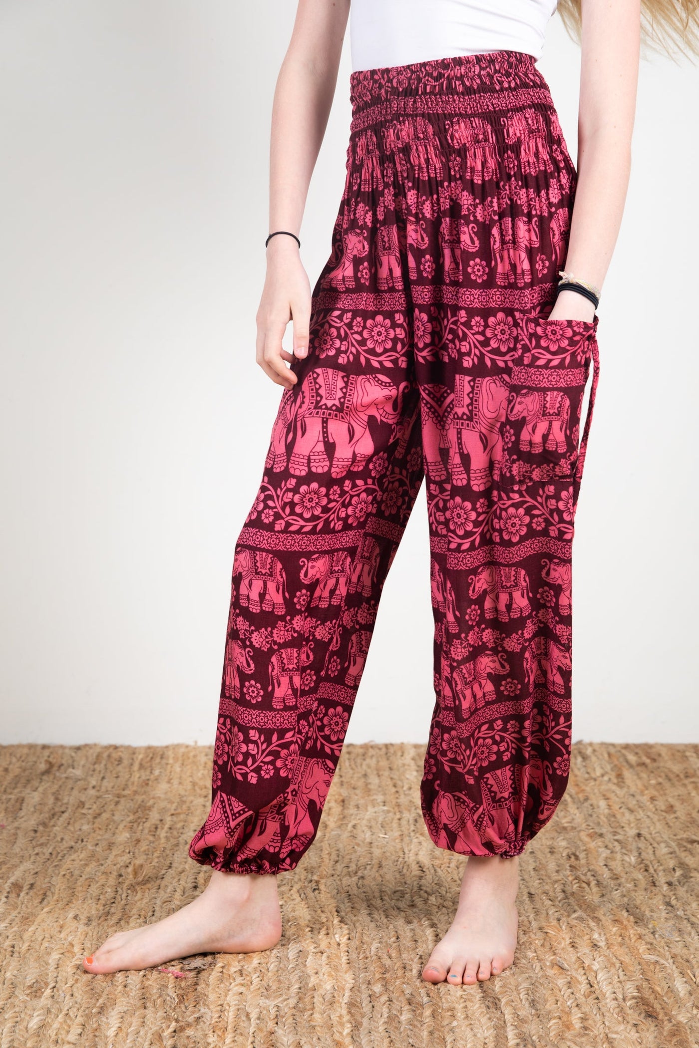 Kids Floral Elephant Harem Pants