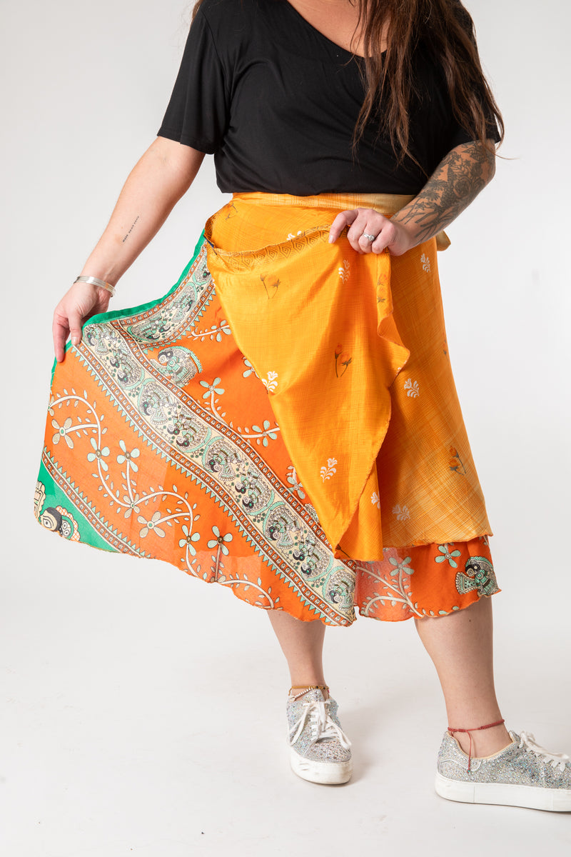 Tea Length Sari Silk Wrap Skirt · Mexicali Blues