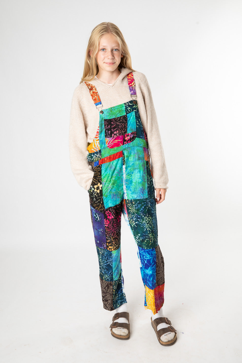 Playful Batik Patchwork Overalls