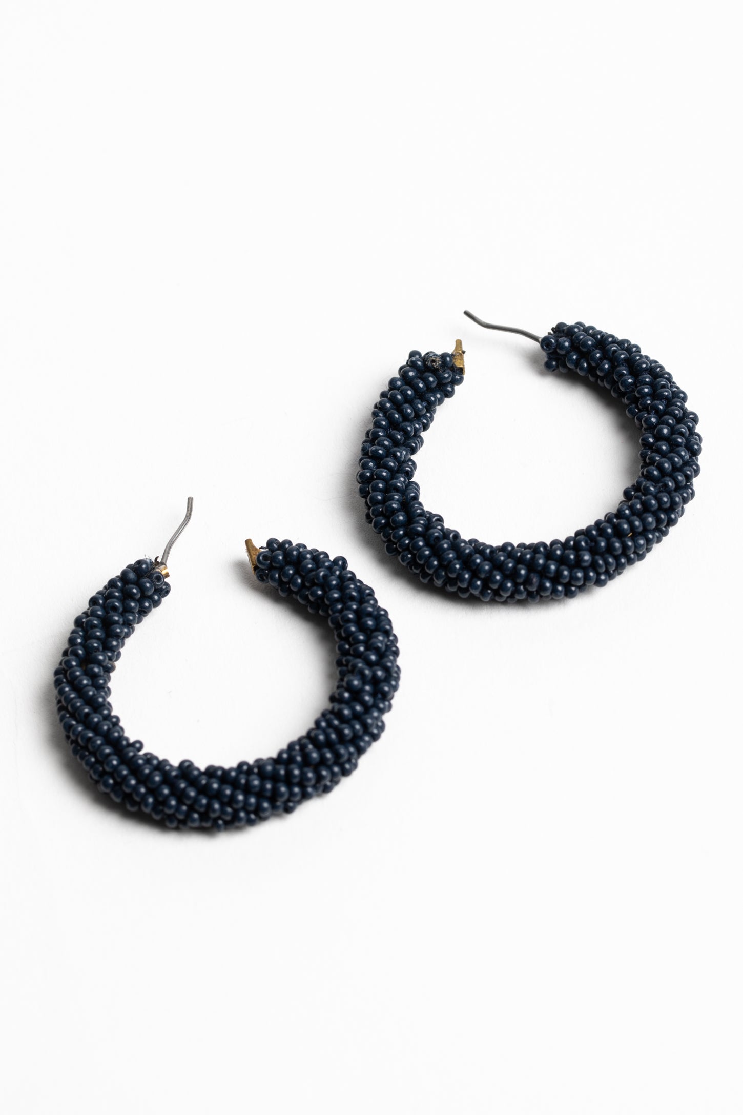 Silver Seed Bead Hoop Earrings