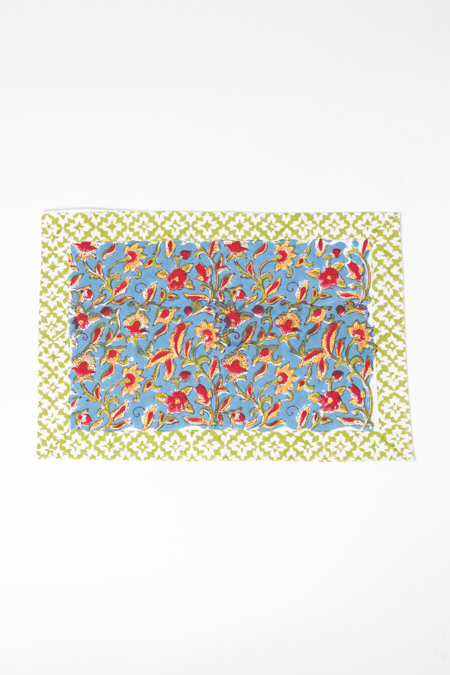 Block print placemat in fiesta flowerpatch