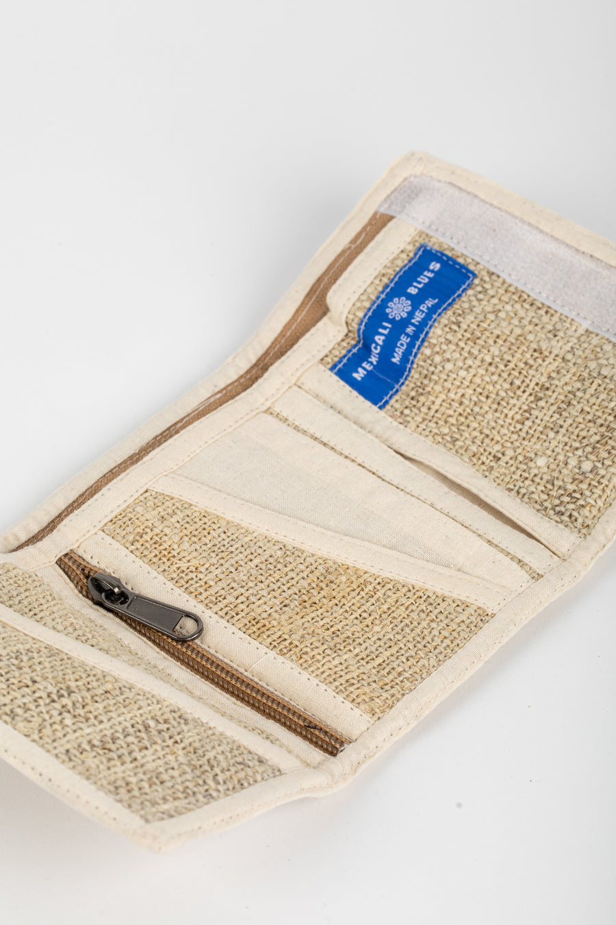 Bhanga Hemp Tri-fold Wallet Natural Detail