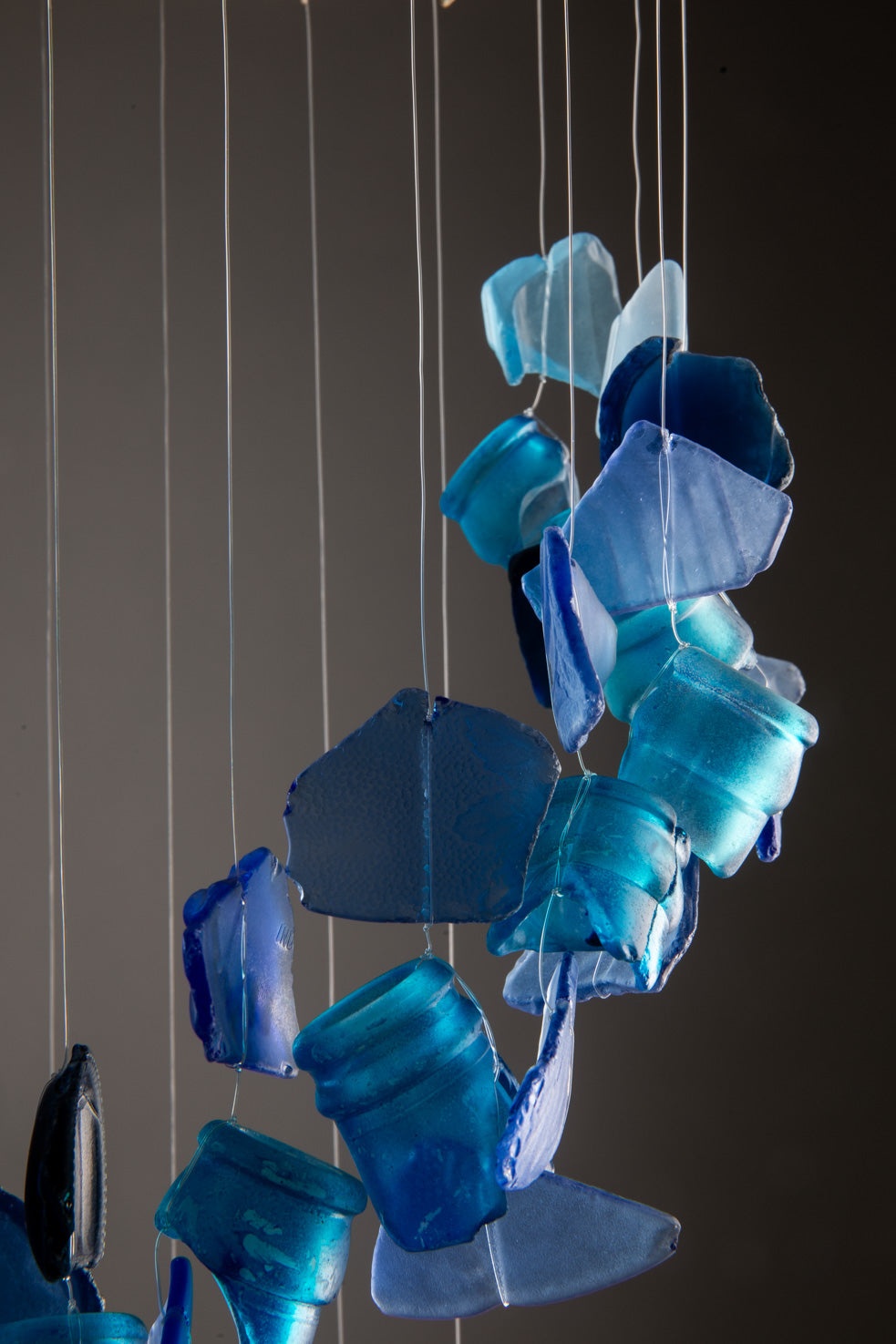 Blue and White Tumbled offers Glass Wind Chime - Squares Pattern