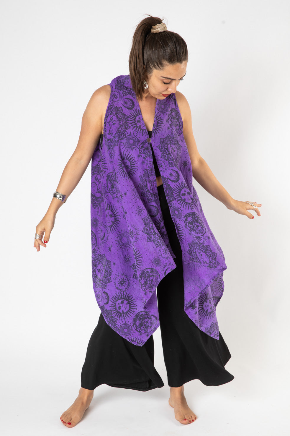 Celestial Flowy Vest Purple One Size