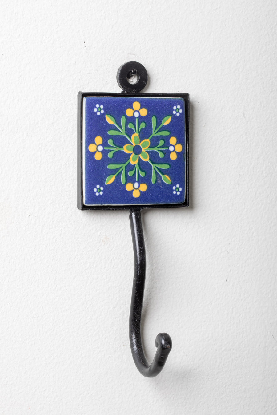 2x2 ceramic tile hook in blue flower