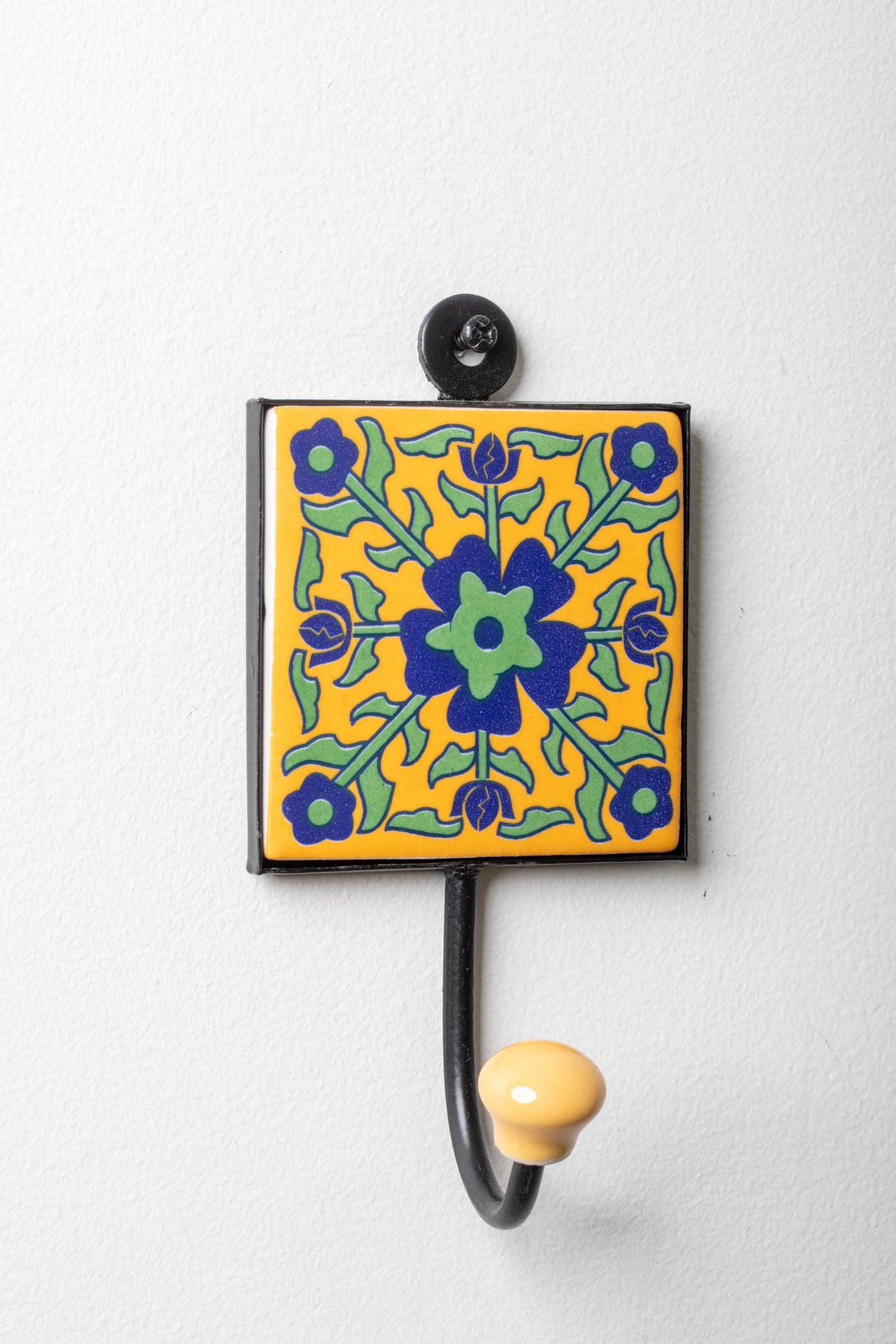 3x3 ceramic tile hook in yellow blossom