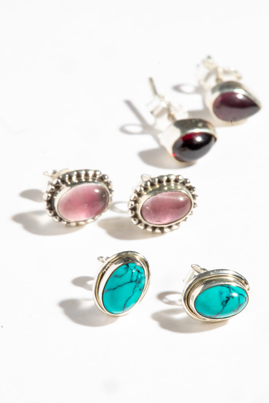 Gemstone Studs Sterling Silver