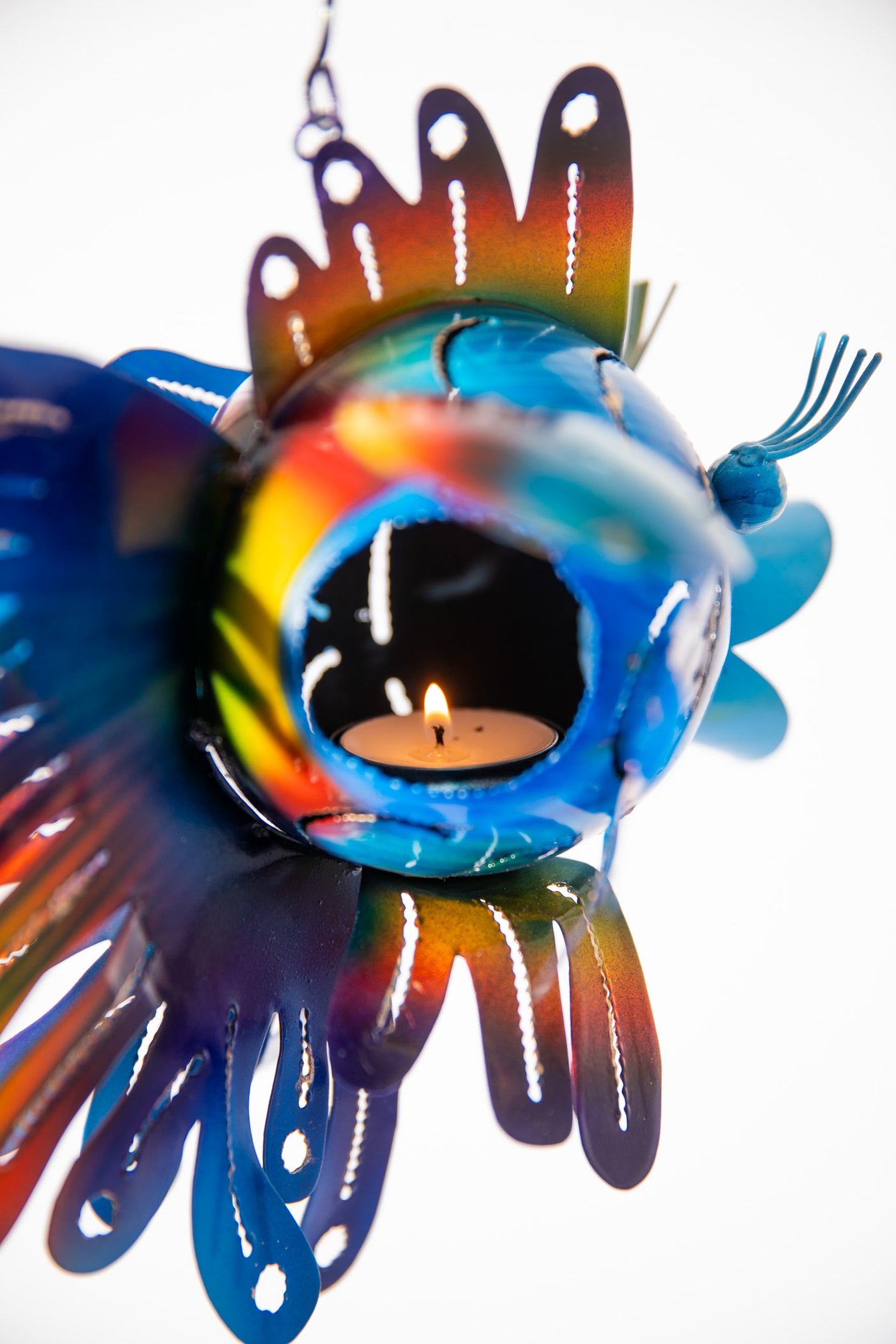 Pufferfish Painted Tin Fish Lantern