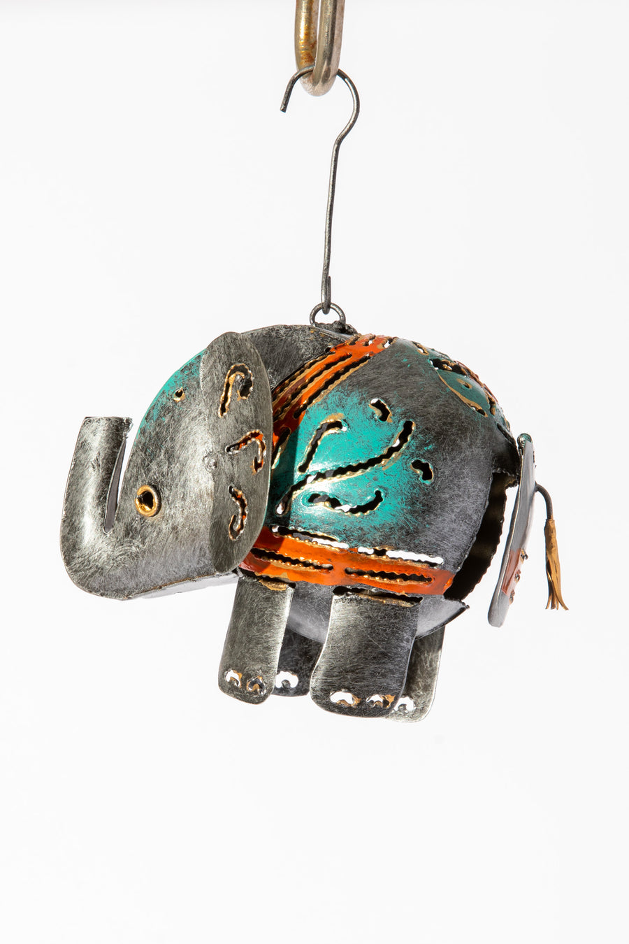 Painted Tin Elephant Lantern Small