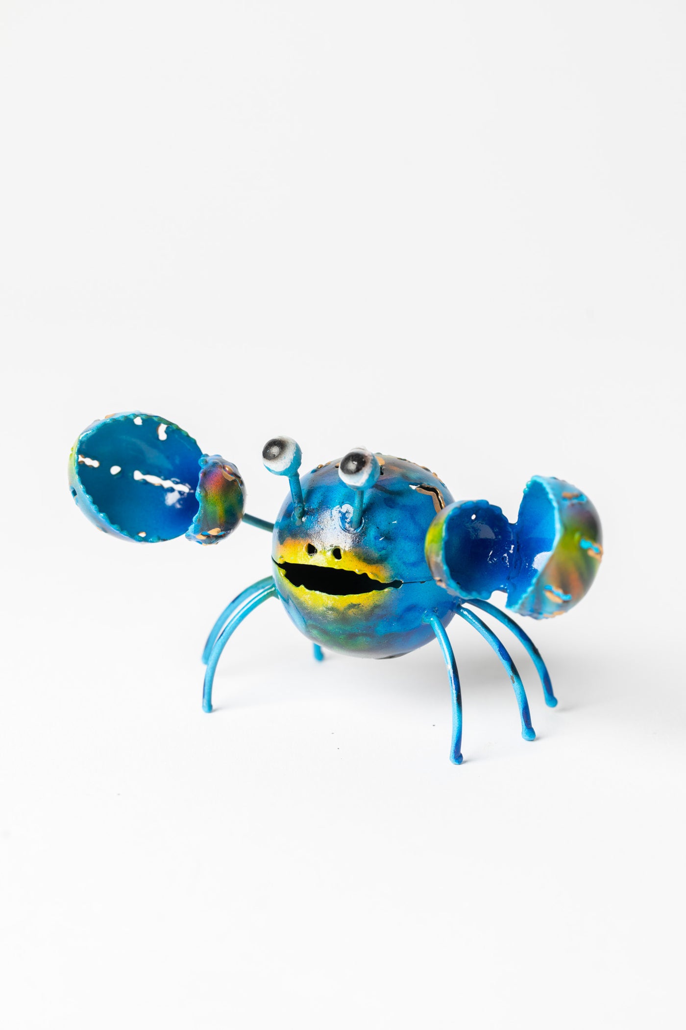 Painted Tin Crab Sculpture