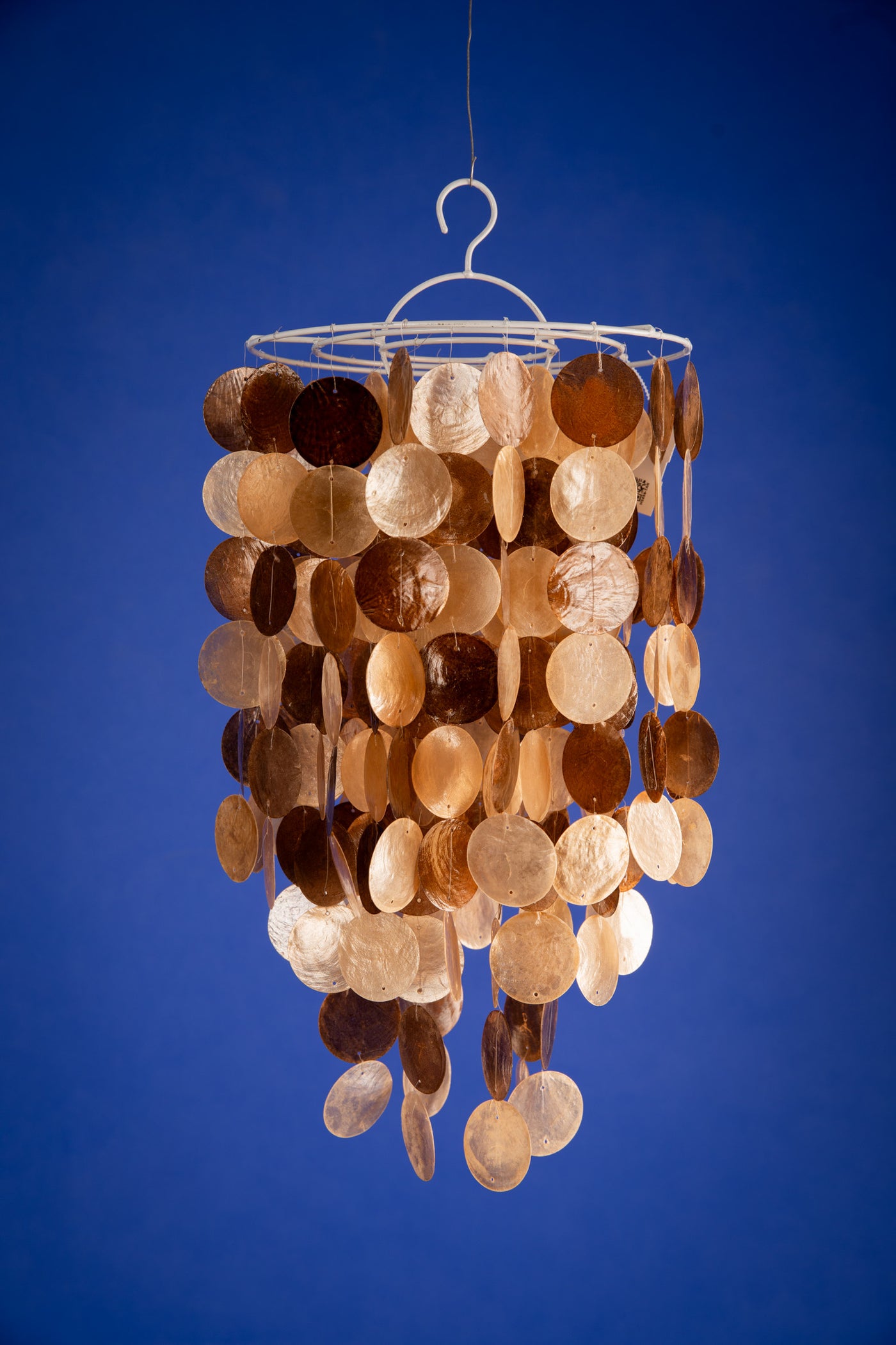 Capiz shell chandelier in tan