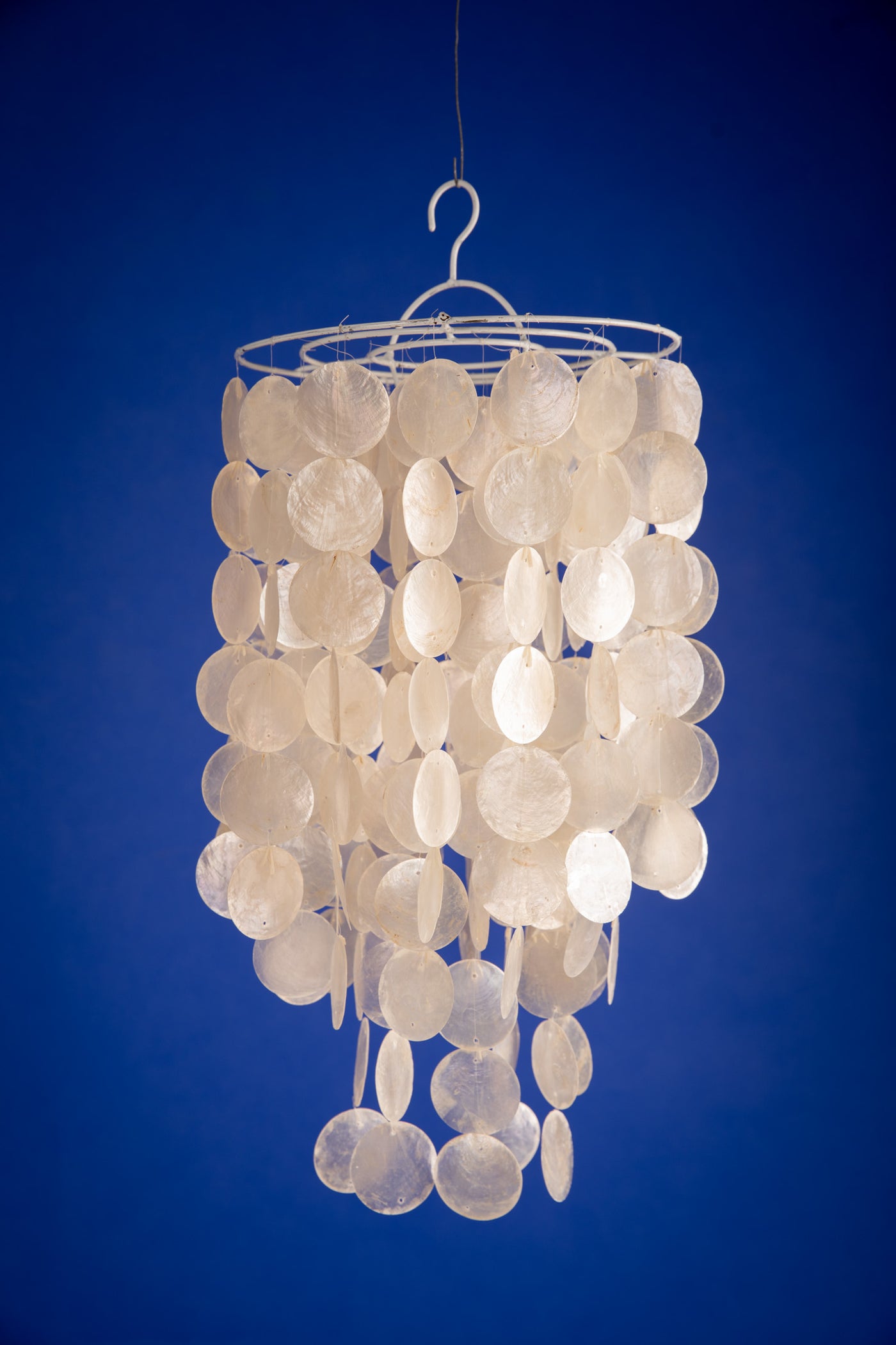 Capiz shell chandelier in white