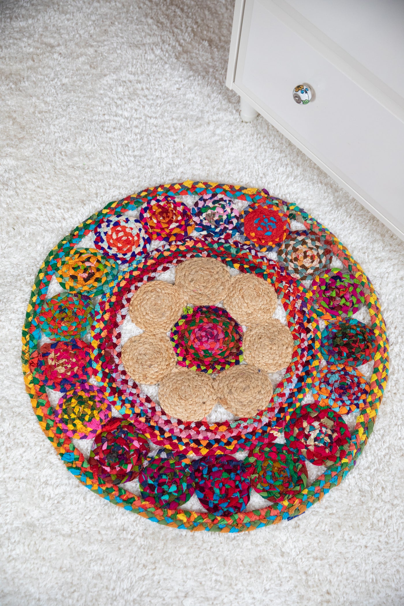 Braided Rag Rugs Circle Shape Meditation Mat Indian Braided