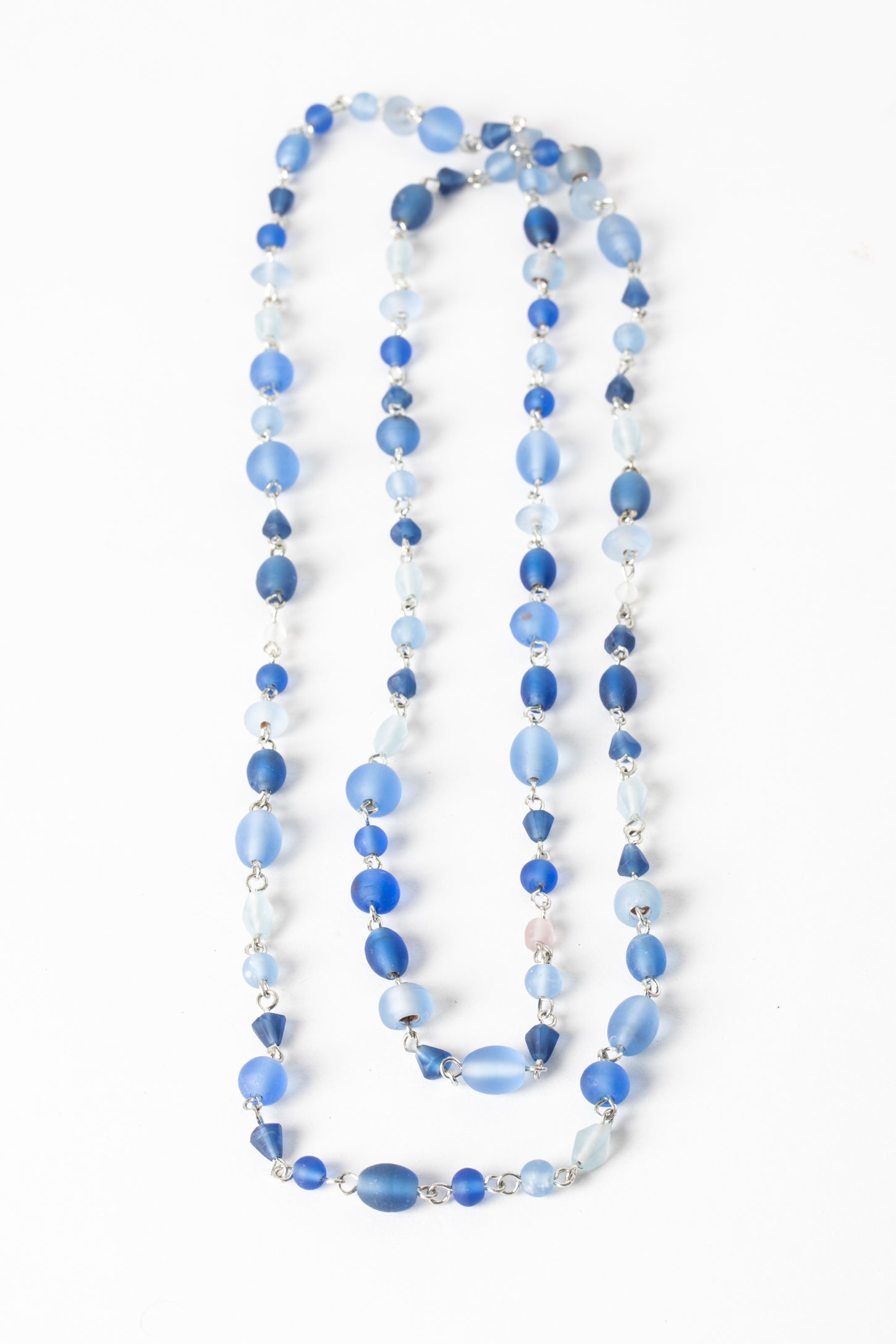 Buy Long Blue White Beaded Necklace Set at Amazon.in